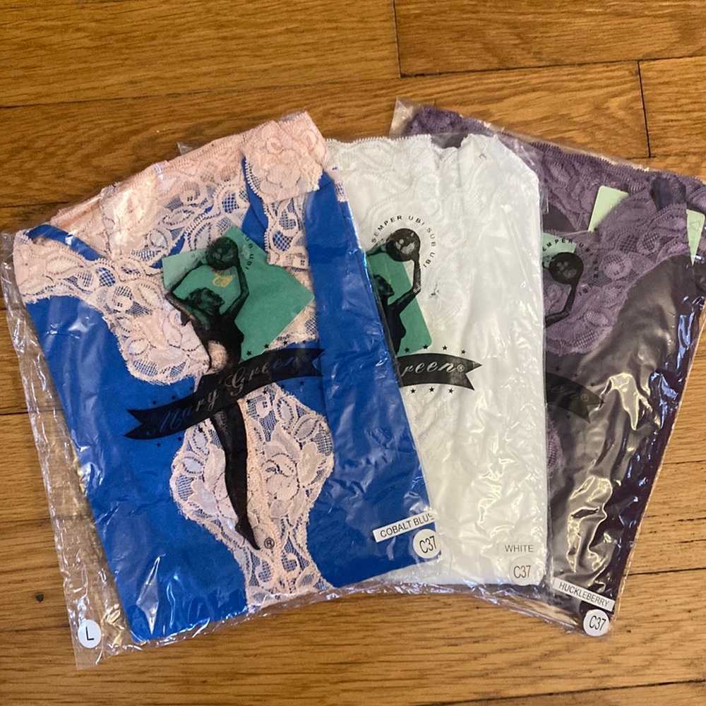 Lot of three, cotton/Spandex, adjustable straps, Mary Green camisoles.